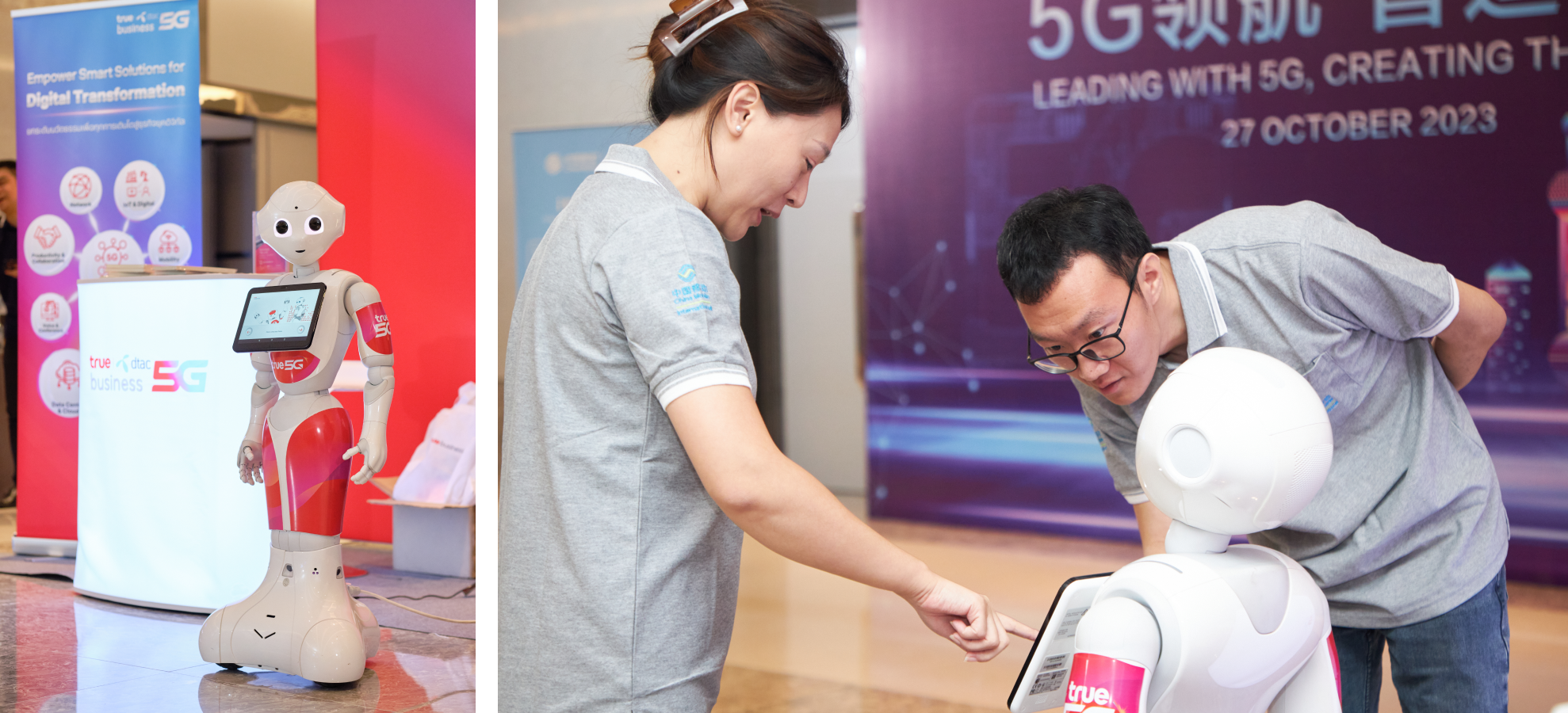 True Business showcased 5G equipment and robots at their booth during the event.