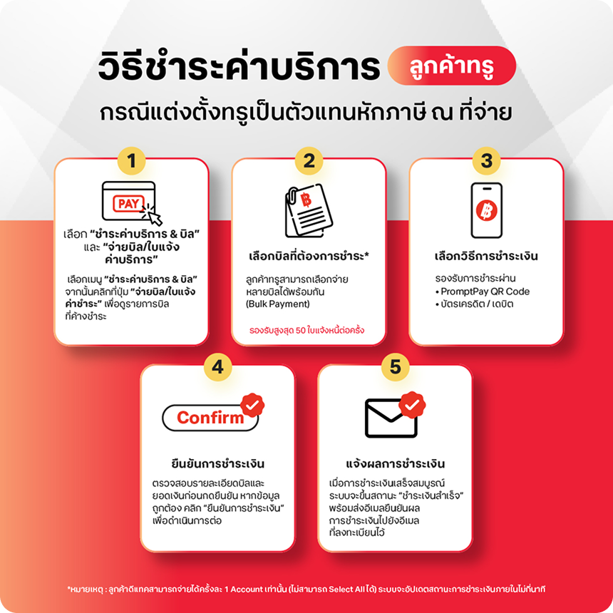 วิธีชำระค่าบริการ ลูกค้าทรู