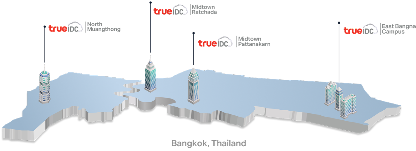 Data Center / Co-Location ให้บริการครอบคลุมจุดศูนย์กลางธุรกิจหลักในประเทศไทย