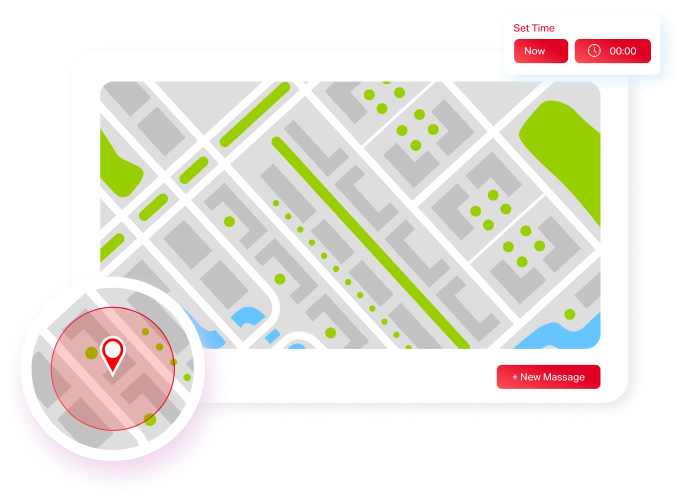 Choose a location and specify the time period for sending messages to customers.