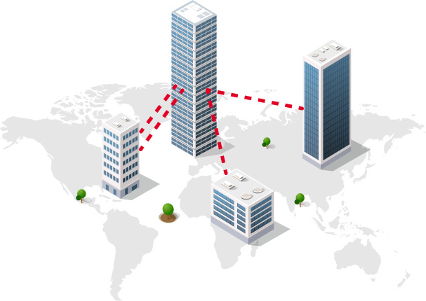 Point-to-Multipoint (VPN - Virtual Private Network) การเชื่อมต่อระหว่างสำนักงานใหญ่กับสาขาย่อยหลายๆ สาขา